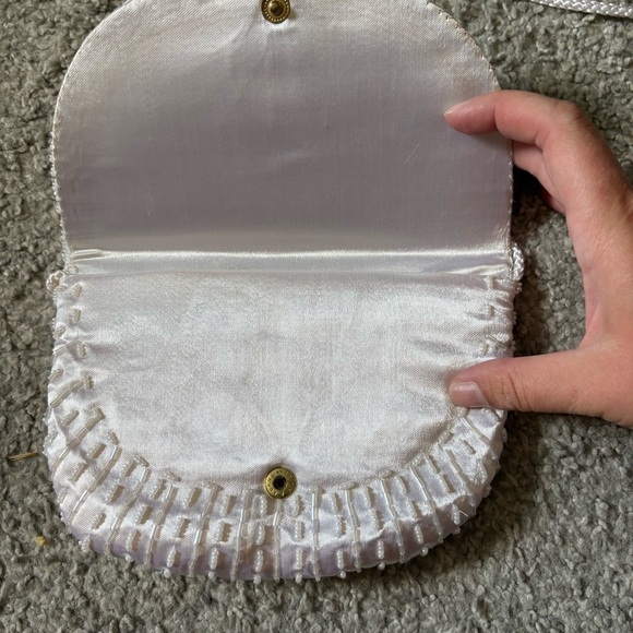 Vintage Beaded Shoulder Bag Beautiful White Clear Elegant - Picture 3 of 5